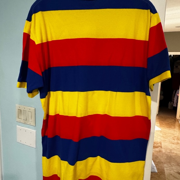 New Ralph Lauren Men's Polo Shirt - Bold Yellow, Red, and Blue Stripes Large - Picture 7 of 7